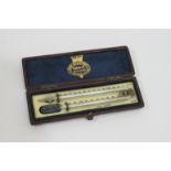 CASED THERMOMETER - ROSS OF LONDON a small ivory thermometer in a fitted leather case, the