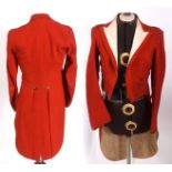 HUNTING TAILCOAT - TAUNTON VALE HUNT a red tailcoat complete with a set of brass buttons, each