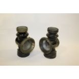 LUCAS 'KINGS OWN' CAR LAMPS a pair of Lucas 'Kings Own' side lamps, in black enamel and with