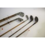 EARLY GOLF CLUBS various clubs including a Dreadnought Driver (no makers name), a steel shafted wood