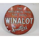 WINALOT ENAMEL SIGN - SPILLERS a circular enamel sign for Winalot, The Wholemeal food for Dogs,