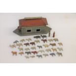 NOAH'S ARK & ANIMALS a 19thc Noah's Ark, made in pine and painted to both sides. Also with various