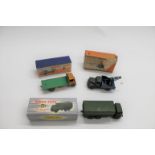 DINKY TOYS 3 boxed models, 513 Guy Flat Truck (orange cab and green flatbed, box drawn on in places)