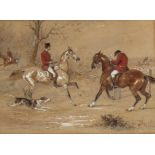 THOMAS HILLIER MEW HUNTING SCENES Five, each signed and dated 1870, watercolour and pencil