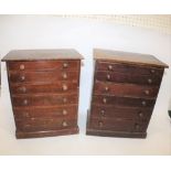 TWO COLLECTORS CHEST OF DRAWERS 2 similar 6 drawer wooden chests with turned wooden handles, both