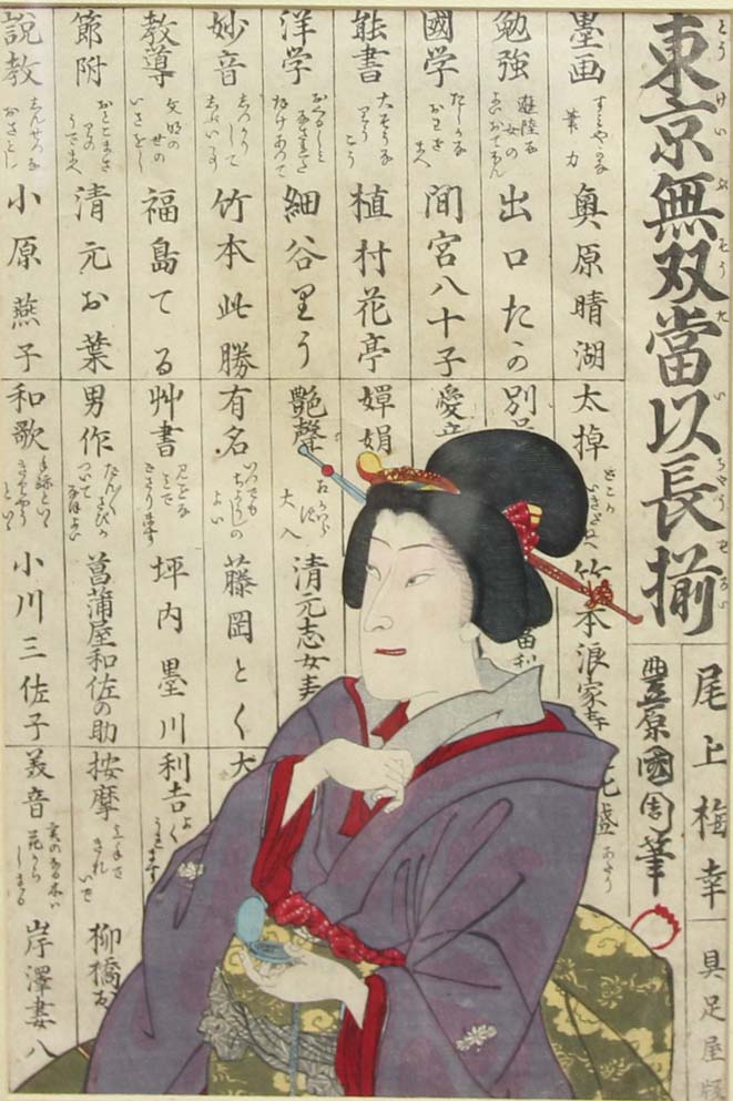 AFTER KUNICHIKA, JAPANESE WOODBLOCK PRINT, Onoe Baiko from the series Leading People in Tokyo,