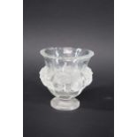 LALIQUE VASE a frosted and clear glass vase in the Dampierre design, with a band of Birds around the