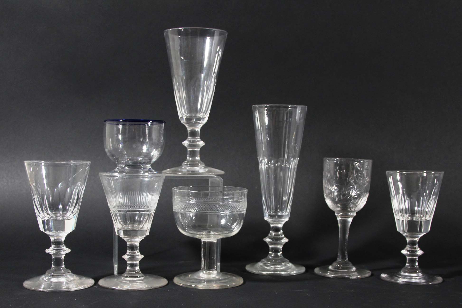 COLLECTION OF DRINKING GLASSES, 18th century and later, to include champagne, ale, wine and other