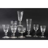 COLLECTION OF DRINKING GLASSES, 18th century and later, to include champagne, ale, wine and other