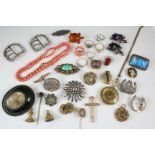 A LARGE QUANTITY OF JEWELLERY AND COSTUME JEWELLERY including an 18ct. gold pocket watch, a gold