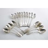 A SET OF EIGHT VICTORIAN IRISH FIDDLE PATTERN LARGE TEA SPOONS crested, by Philip Weekes, Dublin