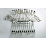 A COLLECTED, PART-SET OF KING'S PATTERN FLATWARE (Diamond Shell heel) to include:- Twelve table