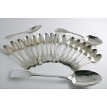 A SMALL QUANTITY OF IRISH FIDDLE-RATTAIL PATTERN FLATWARE TO INCLUDE:- Sixteen tea spoons, one table
