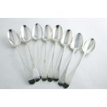 EIGHT VARIOUS GEORGE III OLD ENGLISH PATTERN TABLE SPOONS by various makers, mixed dates, London