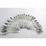 TEA SPOONS:- A set of six Old English pattern tea spoons by Messrs. Slater, Slater & Holland, London