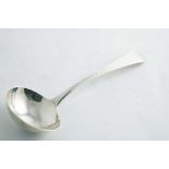 BY PAUL STORR:- An early George IV Old English pattern sauce ladle, London 1821; 7" (17.5 cms) long;