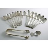 A SET OF SIX GEORGE IV IRISH LARGE TEA SPOONS Fiddle/Rattail pattern, crested, by James Le Bass,
