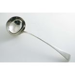 A VICTORIAN OLD ENGLISH PATTERN SOUP LADLE by George Adams, London 1862; 13" (33 cms) long; 7 oz