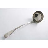 A SCOTTISH PROVINCIAL FIDDLE PATTERN SOUP LADLE initialled "R", by David Gray of Dumfries (DG,
