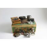 A GROUP OF OBJETS D'ART including a tortoiseshell and silver pique snuff box c.1800, a porcelain