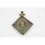 A VICTORIAN GOLD AND BLACK ENAMEL MEMORIAL PENDANT FOR MARCHIONESS CONYNGHAM the centre locket