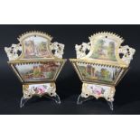 PAIR OF COALPORT IMPROVED FELDSPAR PORCELAIN WALL OR ENVELOPE POCKETS, by John Rose, circa 1820,