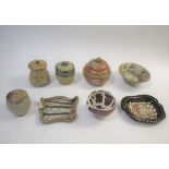STUDIO POTTERY various stoneware pottery including a lidded jar by Richard Batterham, a lidded jar