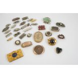 A QUANTITY OF ASSORTED GEORGIAN AND VICTORIAN GOLD AND GEM SET CLASPS