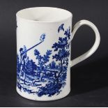 WORCESTER MUG, late 18th century, blue printed in the Man Holding a Gun and Man Shooting a Gun
