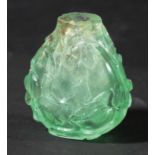 SNUFF BOTTLE, probably emerald and either Indian or Chinese for the Persian market, of tear drop