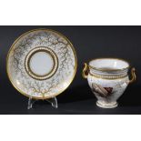 FLIGHT BARR AND BARR, WORCESTER, TWO HANDLED CUP AND SAUCER, painted with shells and seaweed on a