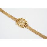 A LADY'S 18CT. GOLD WRISTWATCH BY FAVRE-LEUBA the signed rectangular-shaped dial with baton