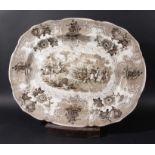 CJ MASON & CO NEW STONE CHINA PLATTER, brown printed in the Battle of the Pyramids pattern,