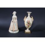 ROYAL WORCESTER BLUSH IVORY FIGURE a blush ivory figure of a lady Model No 1032. Also with a blush