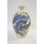 ADRIAN BROUGH (BORN 1962) - LARGE STUDIO POTTERY VASE the large pottery vase painted with Fish and