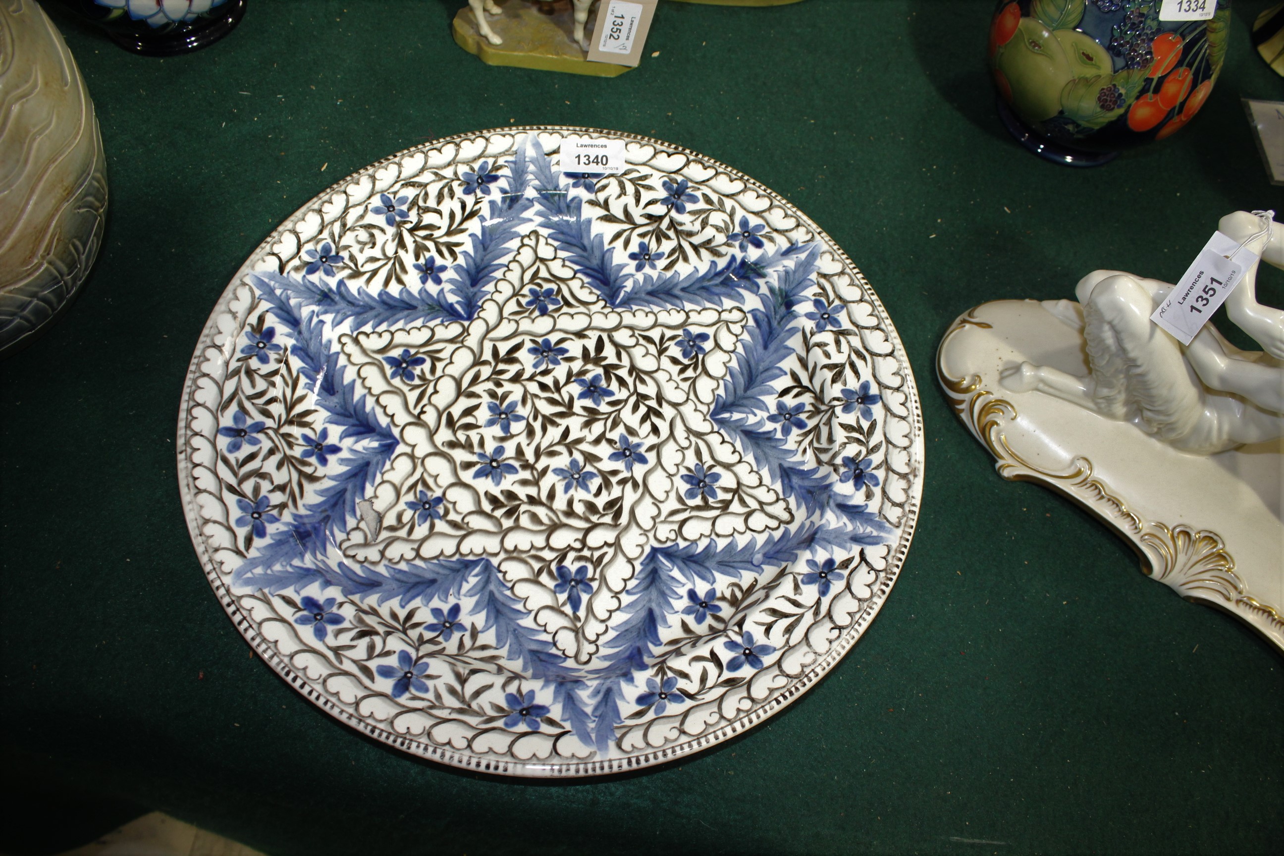 WEDGWOOD POTTERY DISH - LOUISE POWELL the large dish painted with a star shaped motif in the centre, - Image 2 of 11