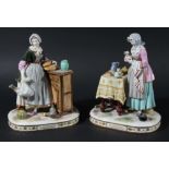 LA POURVOYEUSE AND LA MENAGERE, PAIR OF PARIS PORCELAIN GROUPS, 19th century, of women at domestic