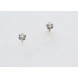 A PAIR OF DIAMOND STUD EARRINGS each set with a circular-cut diamond in 18ct. gold.