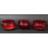 COLLECTION OF CRANBERRY GLASS ITEMS, two include a pair of wine glass coolers/rinsers, set of