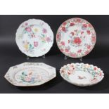 COLLECTION OF THREE CHINESE PLATES, 18th and 19th century, with famille rose floral decoration;