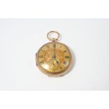 A 9CT. GOLD OPEN FACED POCKET WATCH BY JOHN FORREST, LONDON the signed gold dial with foliate