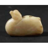 CHINESE GREY JADE PENDANT OF A DUCK, probably Qianlong, length 4.5cm