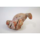 JILL CROWLEY (BORN 1946) a hand built stoneware sculpture of a hand, incised signature J Crowley.