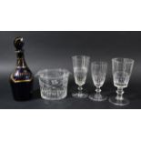 COLLECTION OF GLASSWARE: to include a 'Bristol' blue brandy decanter and stopper, pair of wine glass