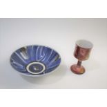 ALAN CAIGER-SMITH - ALDERMASTON including a large flared bowl with a blue glazed interior, with a