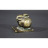EDOUARD MARCEL SANDOZ (1881-1971) BRONZE RABBIT a small bronze of a Rabbit Le Petit Lapin, on a