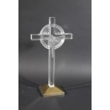 LALIQUE GLASS CRUCIFIX a circa 1970's frosted and clear glass crucifix, the long slender shaft