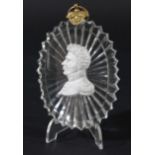 FRENCH SULPHIDE PLAQUE, probably Baccarat circa 1820, with a profile portrait of an officer in a