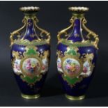 PAIR OF ROYAL CROWN DERBY VASES, date cypher for 1902, signed C Harris, painted with floral roundels