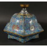 CHINESE CLOISONNE CENSER OR DIFFUSER, probably 18th century, of domed, hexagonal form with a central